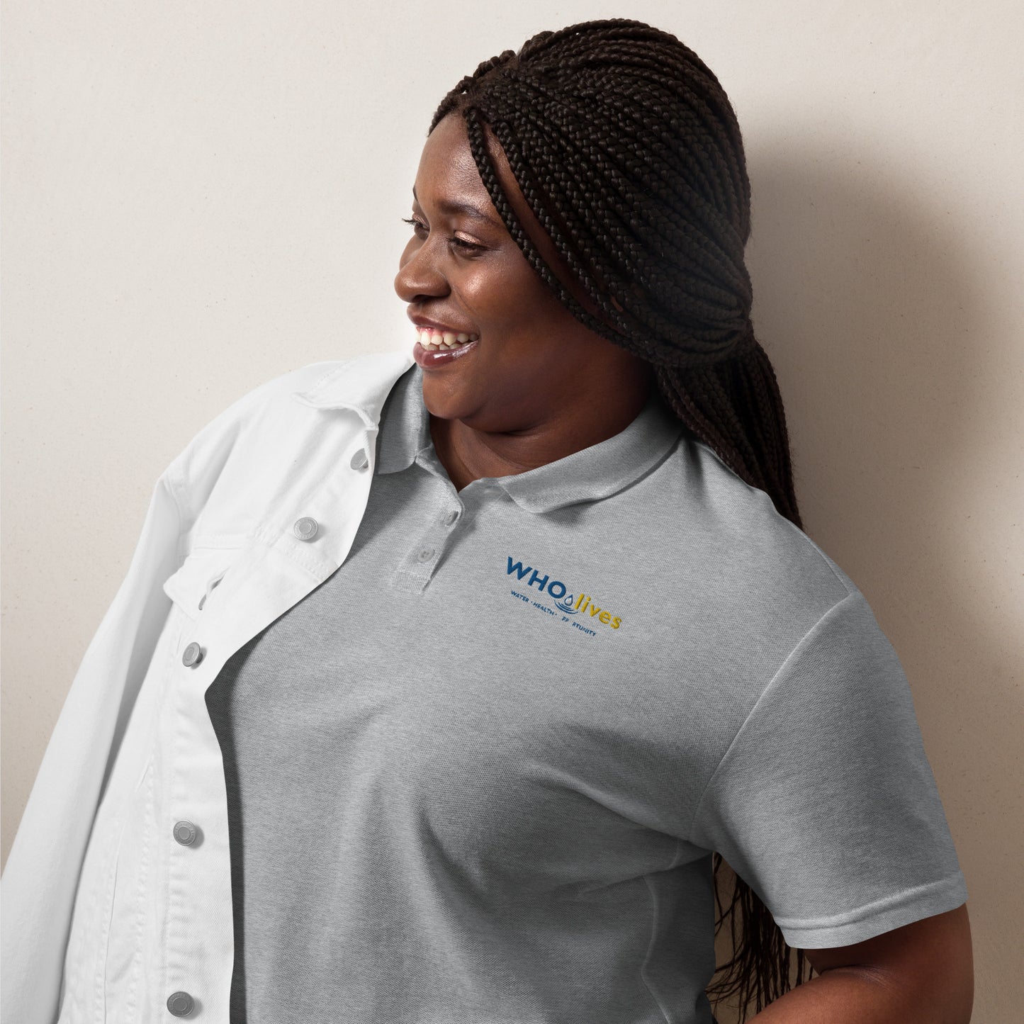 Polo shirt (women) | gray & white